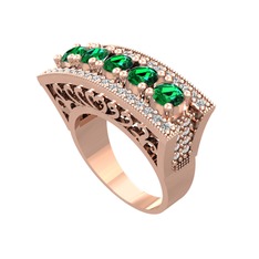 Yeşil kuvars ve swarovski 8 ayar rose altın yüzük