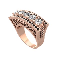 Swarovski ve siyah zirkon 8 ayar rose altın yüzük