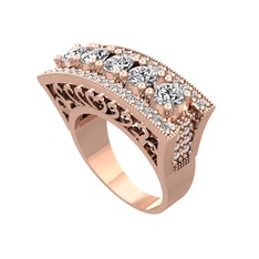 Adalan Yüzük - Beyaz zirkon ve swarovski 925 ayar rose altın kaplama gümüş yüzük #1nirsmm