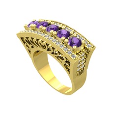 Adalan Yüzük - Ametist ve swarovski 18 ayar altın yüzük #1pqtqzs
