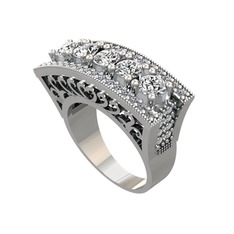 Adalan Yüzük - Swarovski ve pırlanta 8 ayar beyaz altın yüzük (0.72 karat) #1qown3b