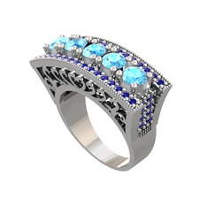 Adalan Yüzük - Akuamarin ve lab safir 14 ayar beyaz altın yüzük #1r32f0w