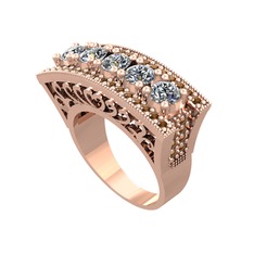 Pırlanta ve dumanlı kuvars 14 ayar rose altın yüzük (1.75 karat)