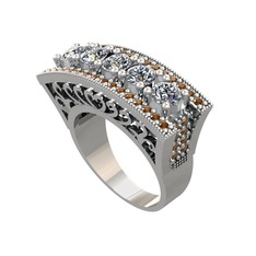 Adalan Yüzük - Pırlanta ve dumanlı kuvars 8 ayar beyaz altın yüzük (1.75 karat) #1tjhj5t