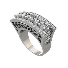 Adalan Yüzük - Swarovski ve beyaz zirkon 925 ayar gümüş yüzük #1tnak6w