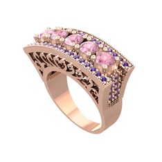 Adalan Yüzük - Pembe kuvars ve ametist 18 ayar rose altın yüzük #1tuodsw