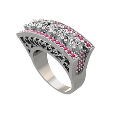 Swarovski ve rodolit garnet 925 ayar gümüş yüzük