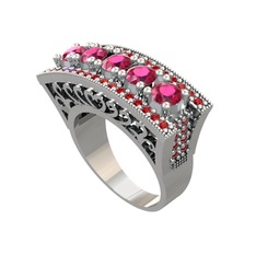 Rodolit garnet ve garnet 8 ayar beyaz altın yüzük