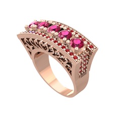 Rodolit garnet ve garnet 14 ayar rose altın yüzük