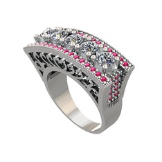 Pırlanta ve rodolit garnet 925 ayar gümüş yüzük (1.75 karat)