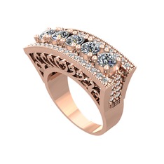 Pırlanta ve swarovski 14 ayar rose altın yüzük (1.75 karat)