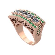 Pırlanta ve yeşil kuvars 14 ayar rose altın yüzük (1.75 karat)