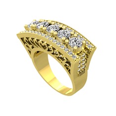 Swarovski ve beyaz zirkon 8 ayar altın yüzük