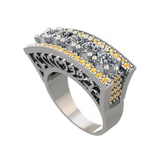 Adalan Yüzük - Pırlanta ve sitrin 14 ayar beyaz altın yüzük (1.75 karat) #ag2hie