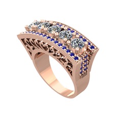 Adalan Yüzük - Pırlanta ve lab safir 14 ayar rose altın yüzük (1.75 karat) #bsrbvj