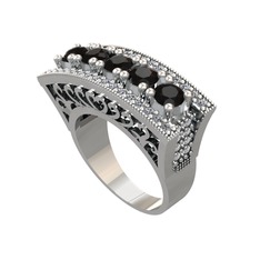 Adalan Yüzük - Siyah zirkon ve pırlanta 14 ayar beyaz altın yüzük (0.72 karat) #cnjnh2