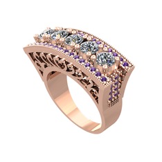 Adalan Yüzük - Pırlanta ve ametist 8 ayar rose altın yüzük (1.75 karat) #ctsd2y