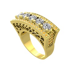 Adalan Yüzük - Swarovski ve sitrin 925 ayar altın kaplama gümüş yüzük #fmd8ft