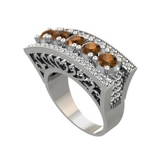 Adalan Yüzük - Dumanlı kuvars ve swarovski 14 ayar beyaz altın yüzük #fokhyq
