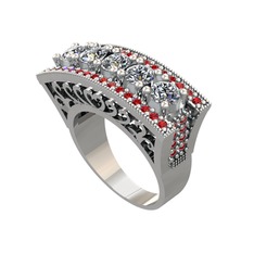 Pırlanta ve garnet 8 ayar beyaz altın yüzük (1.75 karat)
