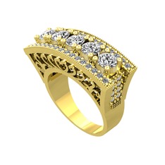 Beyaz zirkon ve pırlanta 925 ayar altın kaplama gümüş yüzük (0.72 karat)