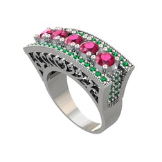 Adalan Yüzük - Rodolit garnet ve yeşil kuvars 925 ayar gümüş yüzük #hrawgt