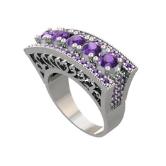 Adalan Yüzük - Ametist 18 ayar beyaz altın yüzük #ktpabf