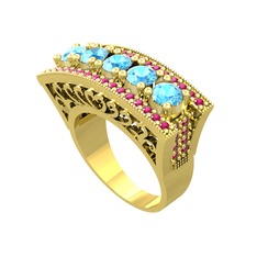 Adalan Yüzük - Akuamarin ve rodolit garnet 18 ayar altın yüzük #mbbcwa