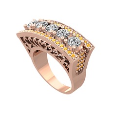 Swarovski ve sitrin 14 ayar rose altın yüzük