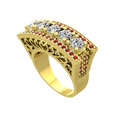 Adalan Yüzük - Swarovski ve garnet 18 ayar altın yüzük #qucph8
