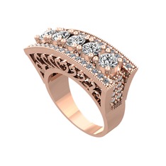 Swarovski ve pırlanta 18 ayar rose altın yüzük (0.72 karat)