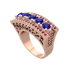Adalan Yüzük - Lab safir ve garnet 8 ayar rose altın yüzük #rfg0mf
