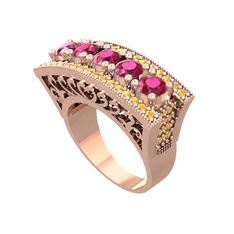 Rodolit garnet ve sitrin 18 ayar rose altın yüzük