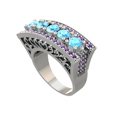 Adalan Yüzük - Akuamarin ve ametist 8 ayar beyaz altın yüzük #sgmuaz