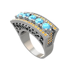 Adalan Yüzük - Akuamarin ve sitrin 925 ayar gümüş yüzük #txpxgm