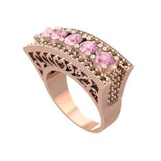 Adalan Yüzük - Pembe kuvars ve dumanlı kuvars 8 ayar rose altın yüzük #vexgwo