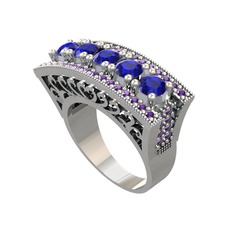 Adalan Yüzük - Lab safir ve ametist 8 ayar beyaz altın yüzük #wyb5k7