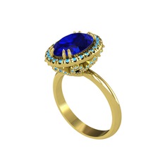 Maahes Yüzük - Lab safir ve akuamarin 14 ayar altın yüzük #10onli8