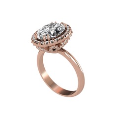Swarovski ve beyaz zirkon 18 ayar rose altın yüzük