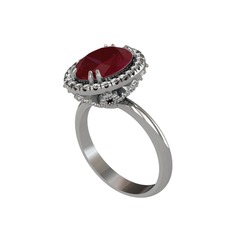 Maahes Yüzük - Kök yakut ve swarovski 14 ayar beyaz altın yüzük #14zykw3