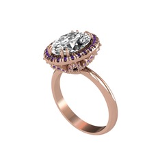 Maahes Yüzük - Swarovski ve ametist 18 ayar rose altın yüzük #171259d