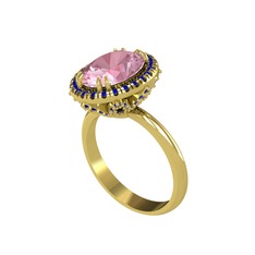 Maahes Yüzük - Pembe kuvars ve lab safir 925 ayar altın kaplama gümüş yüzük #177f4lo
