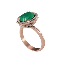 Maahes Yüzük - Kök zümrüt ve swarovski 18 ayar rose altın yüzük #177s2ut