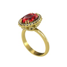 Garnet ve pırlanta 8 ayar altın yüzük (0.8448 karat)