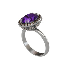 Maahes Yüzük - Ametist ve dumanlı kuvars 925 ayar gümüş yüzük #189586z