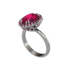 Rodolit garnet 18 ayar beyaz altın yüzük