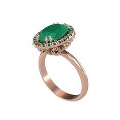 Kök zümrüt ve yeşil kuvars 925 ayar rose altın kaplama gümüş yüzük