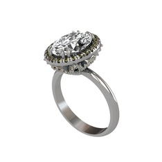 Swarovski ve peridot 8 ayar beyaz altın yüzük