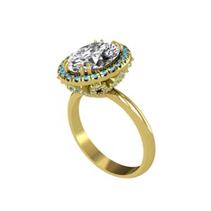Maahes Yüzük - Swarovski ve akuamarin 8 ayar altın yüzük #1cbyhj8