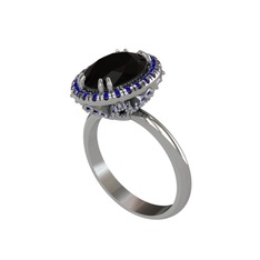 Maahes Yüzük - Siyah zirkon ve lab safir 925 ayar gümüş yüzük #1eqli41
